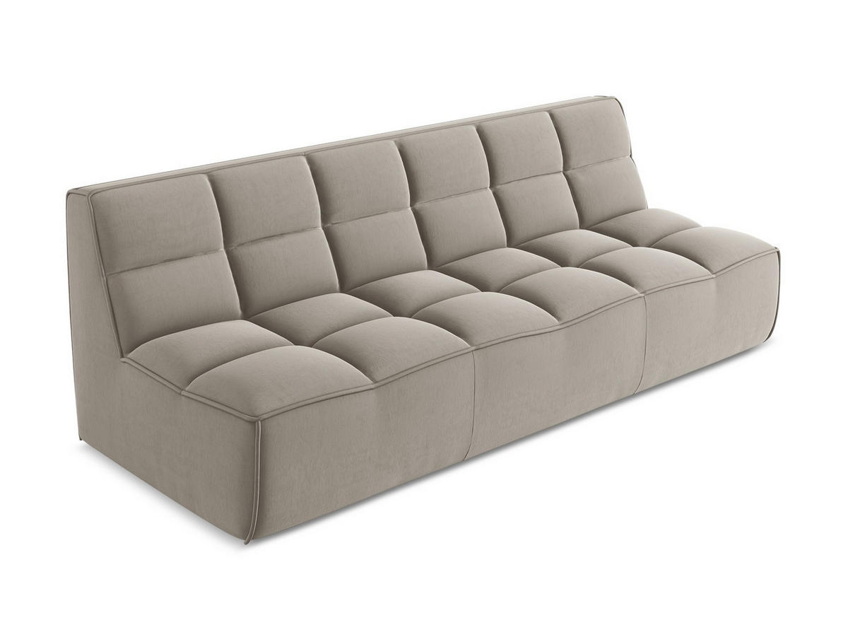 3-SITZER SOFA Samt Stoff Grau - Taupe/Schwarz, Kunststoff/Textil (210/75/93cm) - Makamii