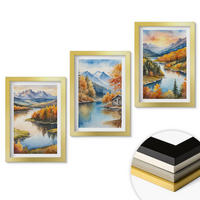 WANDBILDER 3er Set - 20x30 cm Goldrahmen - Herbstliche Berglandschaften - Goldfarben, Kunststoff (20/30cm) - ArtPrintCave