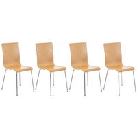 BESUCHERSTUHL 4er Set Holz natura - Eukalyptusholzfarben, Holz/Metall (43/87/47cm) - CLP