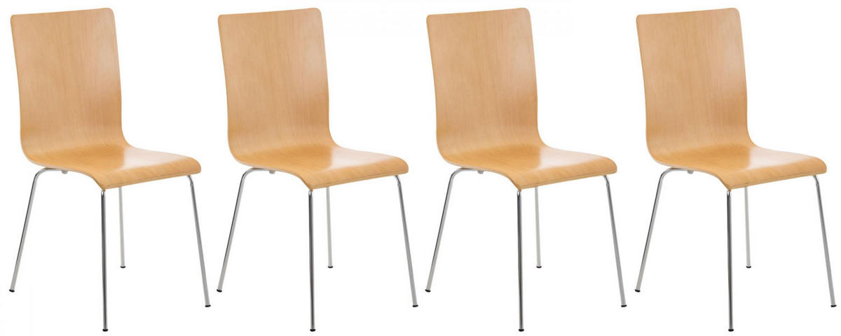 BESUCHERSTUHL 4er Set Holz natura - Eukalyptusholzfarben, Holz/Metall (43/87/47cm) - CLP