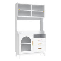 BUFFETSCHRANK DE-38605 100,5/40/178 cm Acrylglasfront und integrierte Steckdose Weiß - Weiß, Holzwerkstoff (100.5/178/40cm) - ComfortXL