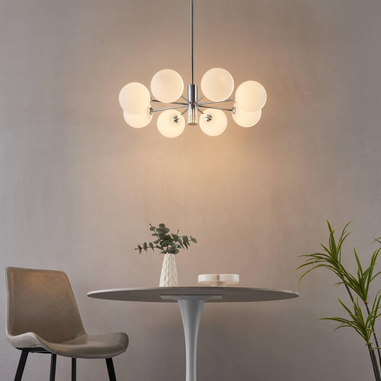 HÄNGELEUCHTE Nicolea, Weiß/Silber, 122cm - Silberfarben, Glas (77/77/122cm) - KOSILUM