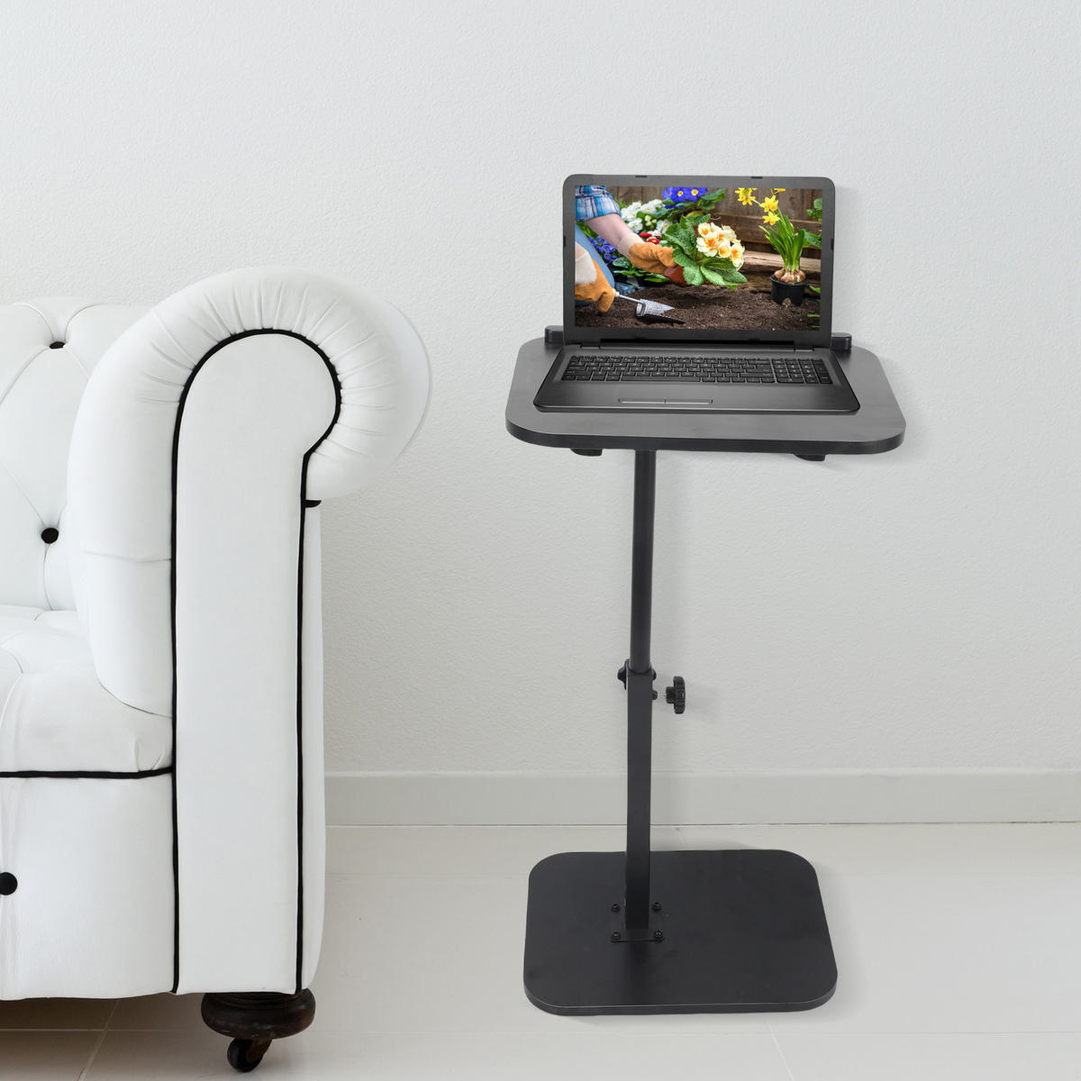 NACHTTISCH aus Massivholz, höhenverstellbarer Laptoptisch für Zuhause, 15 mm dick, mit Buchstütze, schwarz - Schwarz, Holz (40/30/80cm) - Ej. Life