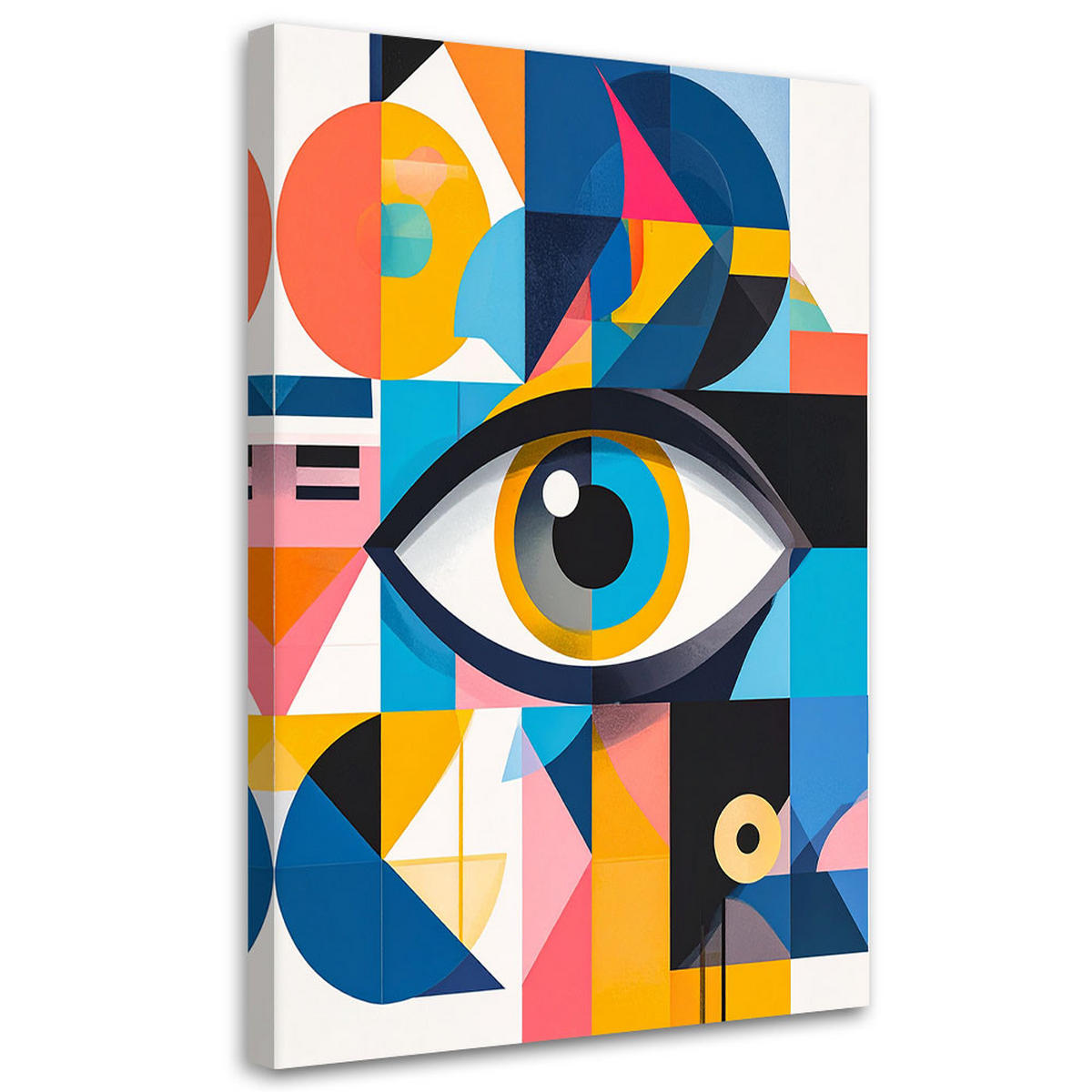 LEINWANDBILD Abstraktion Auge inspiriert vom Bauhaus 80x120cm - Multicolor, Textil (80/120cm) - Feeby