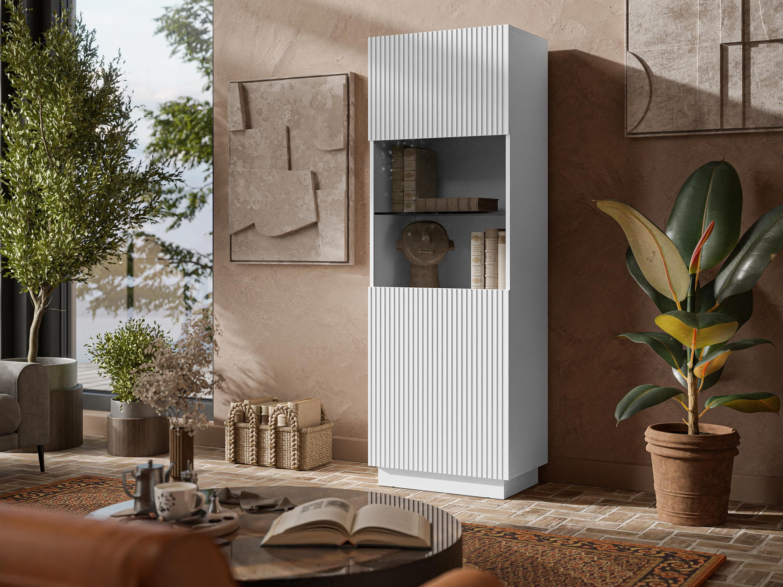 VITRINE Liverti 1D - Schwarz/Weiß, Holzwerkstoff/Kunststoff (60/178/42cm) - MIRJAN24