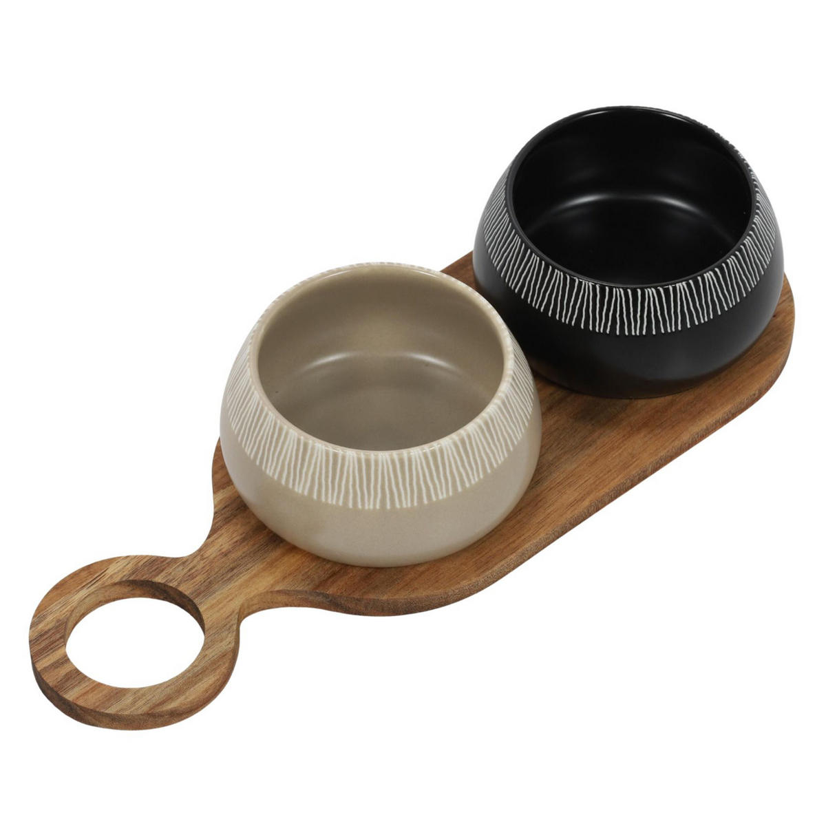 SNACKSCHALEN 2 Stück + Tablett Rori Mehrfarben 7,5/7,5/5,5 cm - Multicolor, Keramik (7.5/5.5/7.5cm) - Excellent Houseware