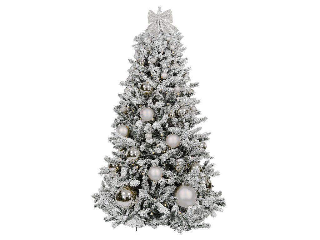 WEIHNACHTSBAUM künstlicher 180 cm, SILBERWEIHNACHTEN, mit 73-teiligem Weihnachtsbaumschmuck, inkl. Metallständer und Aufbewahrungsbox - Silberfarben/Weiß, Kunststoff/Metall (116/180cm) - LAALU