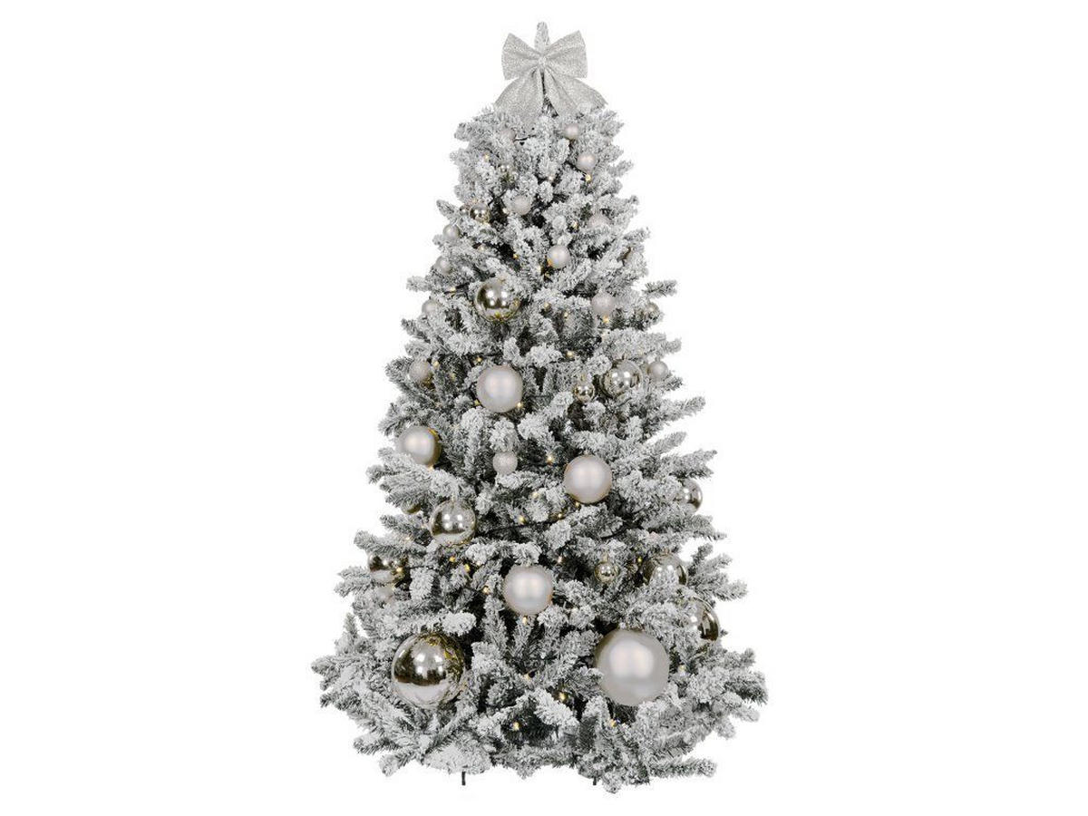 WEIHNACHTSBAUMSCHMUCK-SET SILBERWEIHNACHTEN 73-teilig, für Weihnachtsbäume 120–210 cm, inkl. Aufbewahrungsbox - Silberfarben, Kunststoff/Textil (55/50/75cm) - LAALU