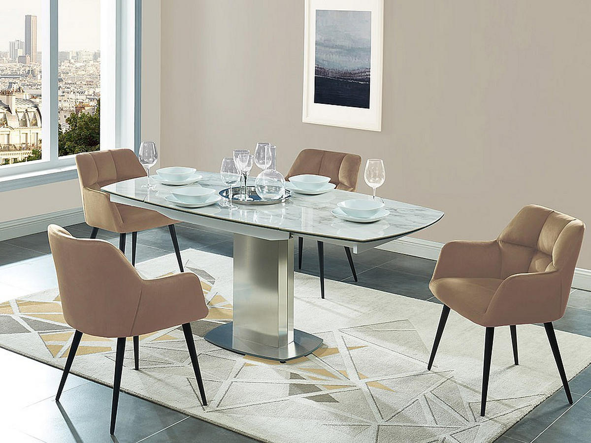 STUHL 2er-Set - Samt & Metall - Beige - PEGA - Beige, Textil (58.5/78/62cm) - Pascal Morabito