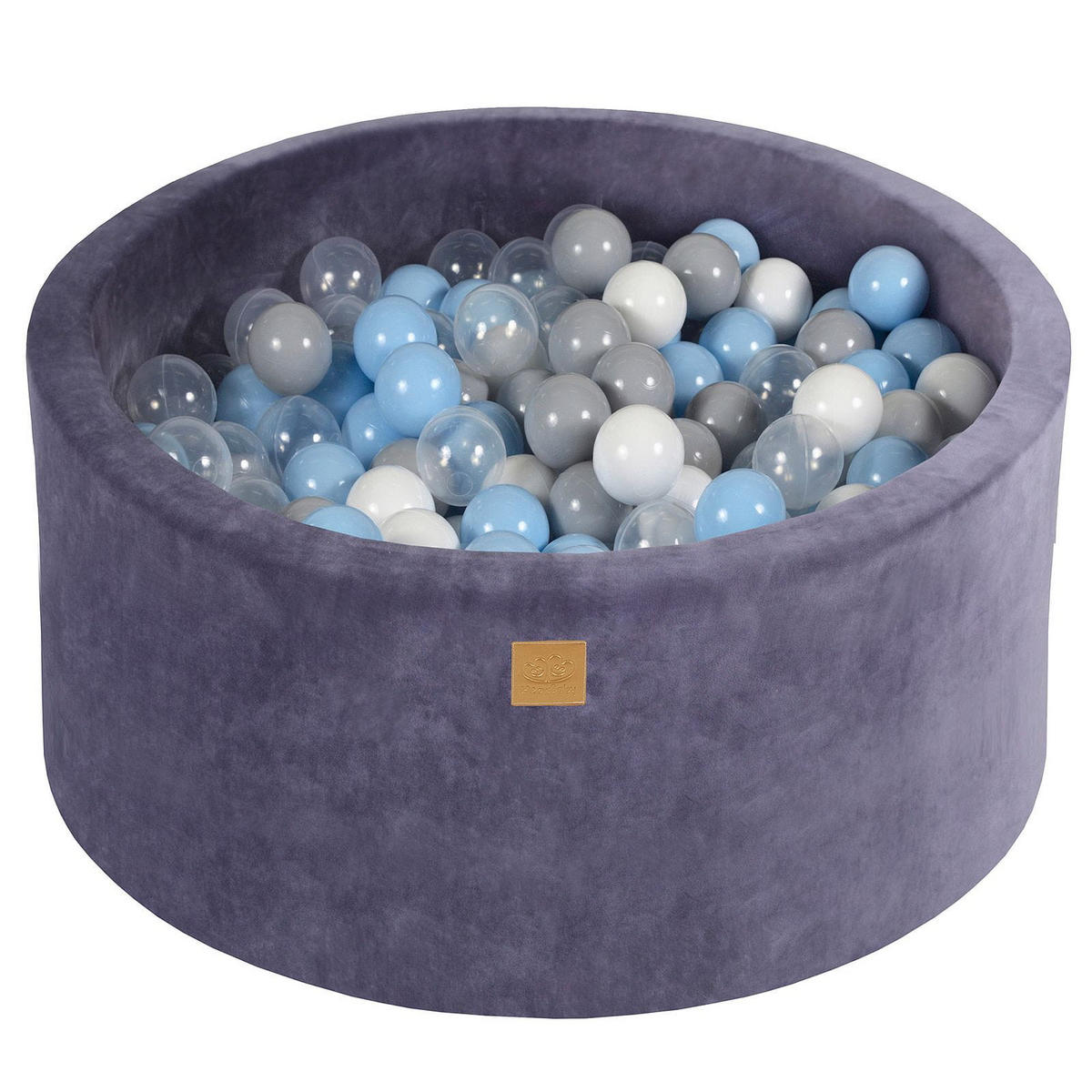 BÄLLEBAD für Kinder, Samt, Graublau - Transparent/Blaugrau, Textil (90/90/40cm) - MeowBaby