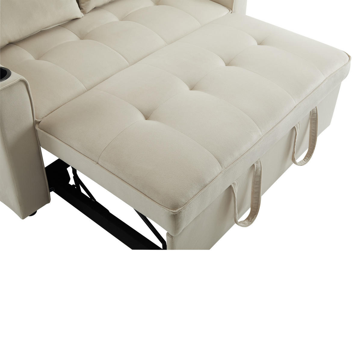 SOFABETT 137/76,5/83 cm Beige - Beige, Textil (76.5/83/137cm)
