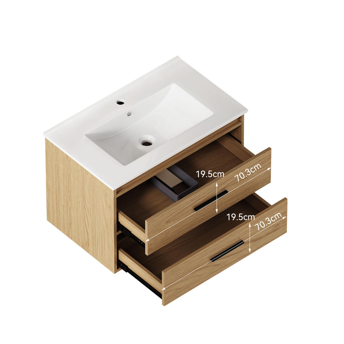 WASCHTISCH Helleichefarben 75 cm - Hellbraun, Holz (76/52/46cm) - PANGIVO