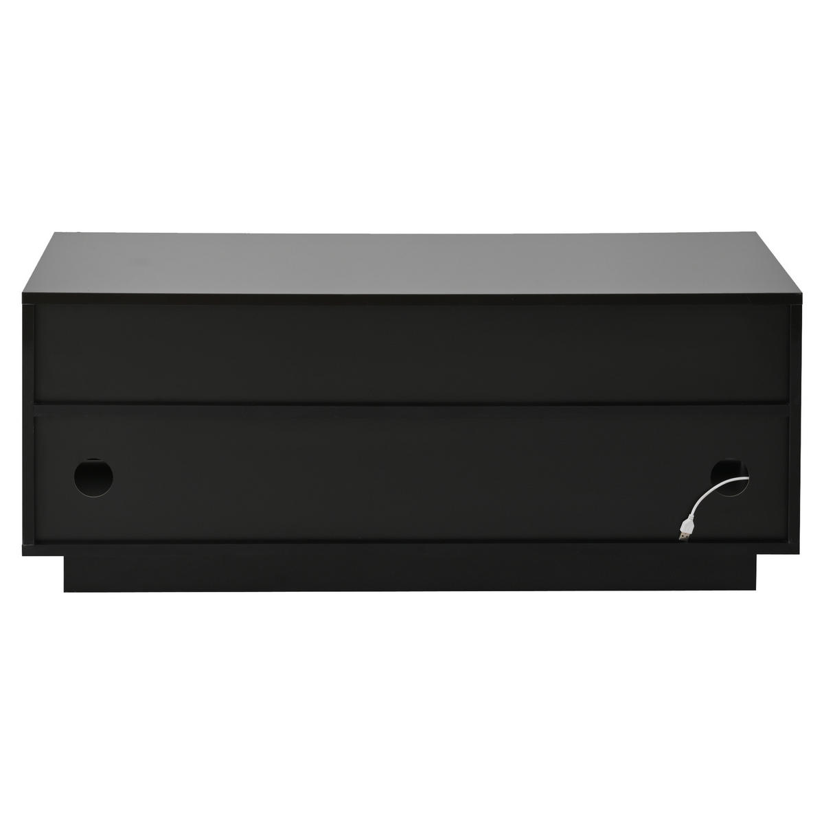 COUCHTISCH 100/50/40 cm hochglänzend mit 2 Schubladen und Bluetooth-LED-Lichtleiste - Schwarz, Holzwerkstoff (100/50/40cm) - OKWISH