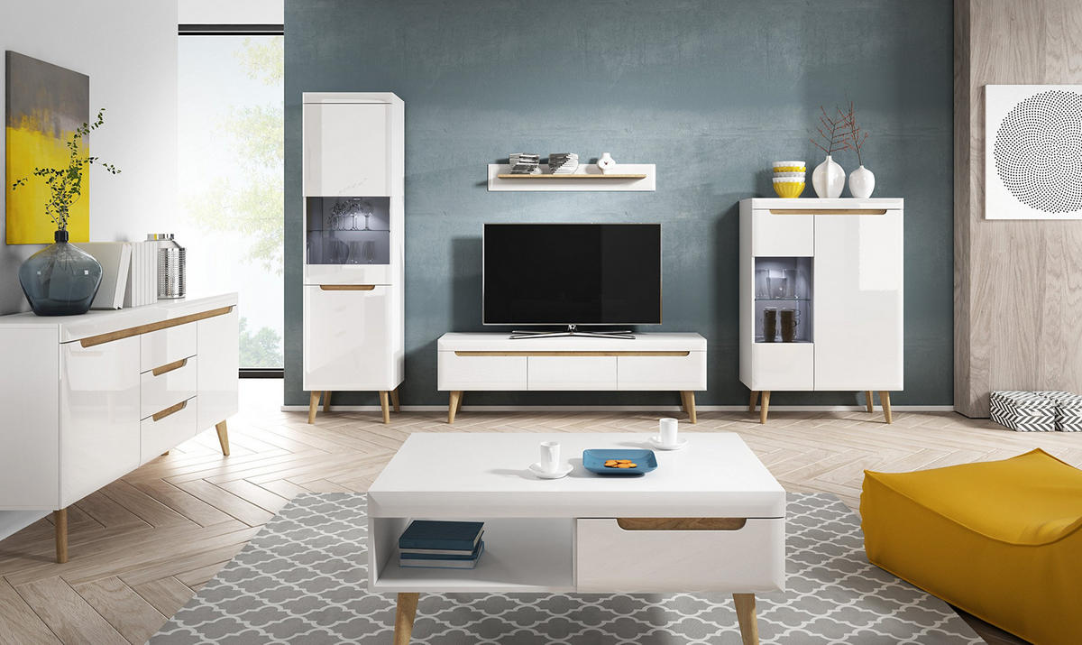 TV-SCHRANK Balia 160x50x40 cm - Lowboard mit Stauraum - Tv Ständer aus Laminierter Spanplatte - Weiß - Weiß, Holzwerkstoff (154/56/39cm) - Chilly