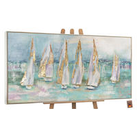 GEMÄLDE Segelboote Schattenfugenrahmen beige 200x100 cm - Beige, Holz (200/100cm) - YS-art gallery
