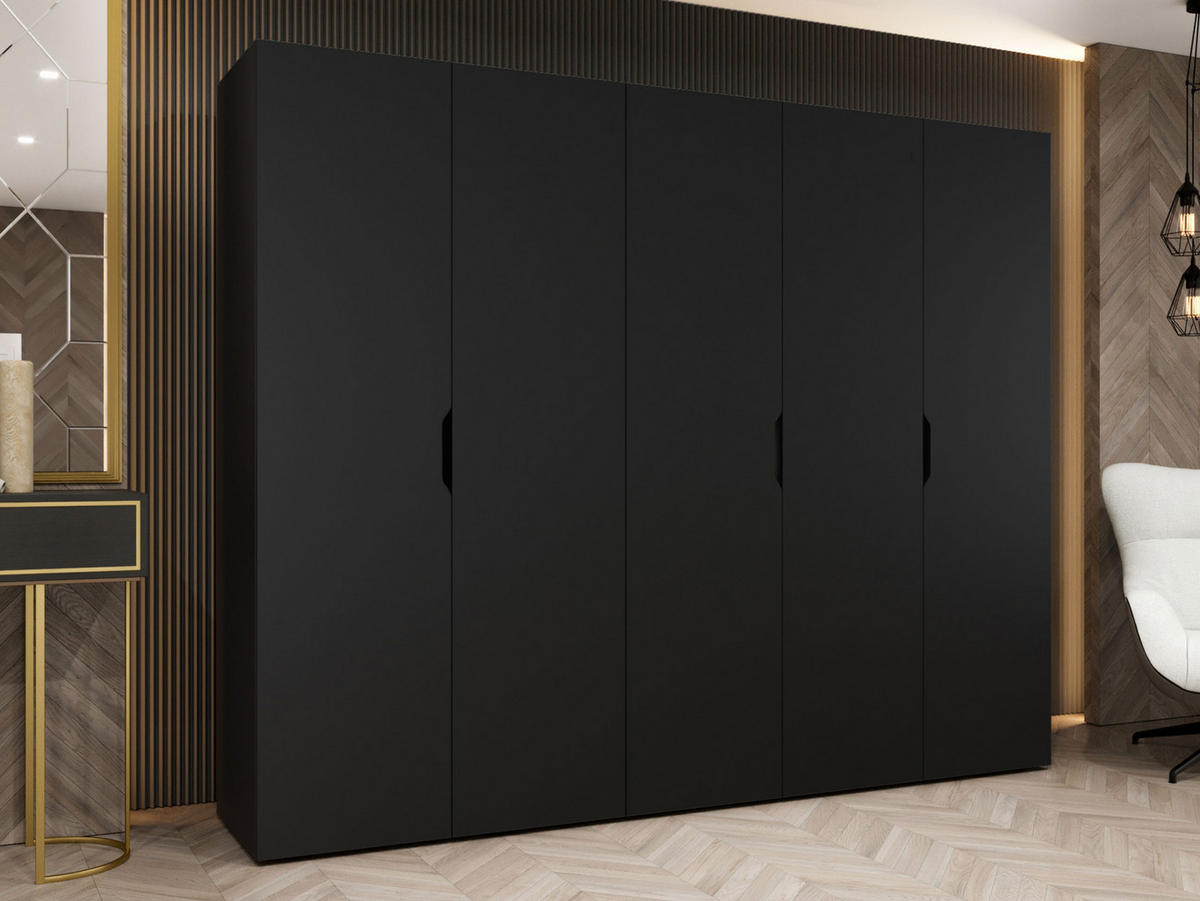 DREHTÜRENSCHRANK Malaga 250 - Schwarz, Holzwerkstoff (250/202/52cm) - MIRJAN24