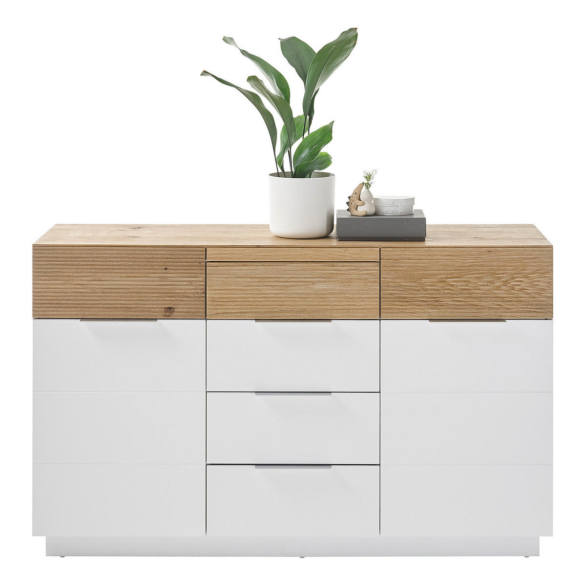 SIDEBOARD - Eiche / Weiß - Echtholzfurnier - Eichefarben/Weiß, Holz/Holzwerkstoff (182/83/40cm) - home24