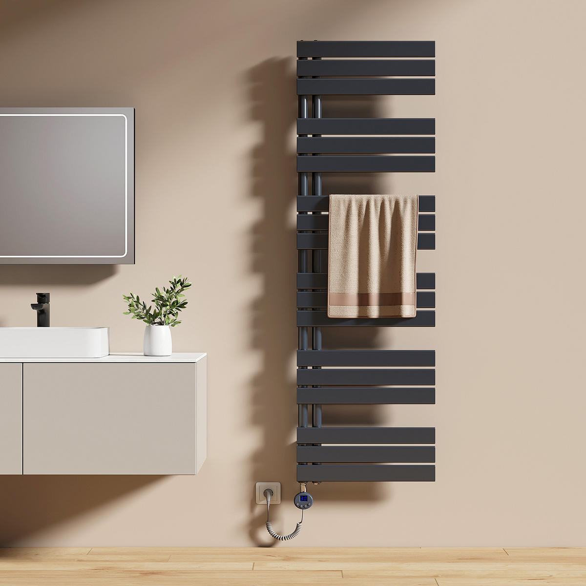 HEIZKÖRPER Elektrisch WLAN Thermostat Anthrazit 160/50 cm - Anthrazit, Metall (50/159.9/5.9cm) - EMKE