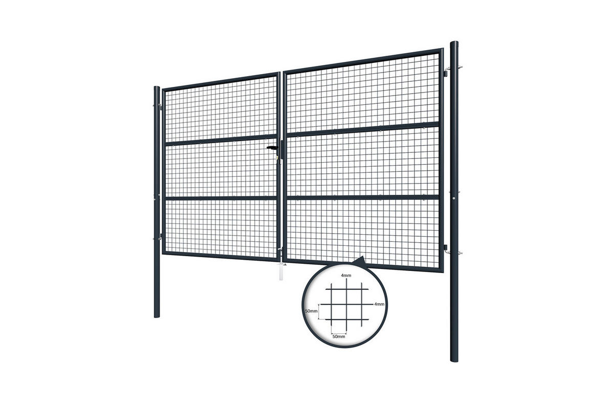 ZAUNTOR Olga Grau 3m H.180cm - Grau, Metall (392/190cm) - Casanoov