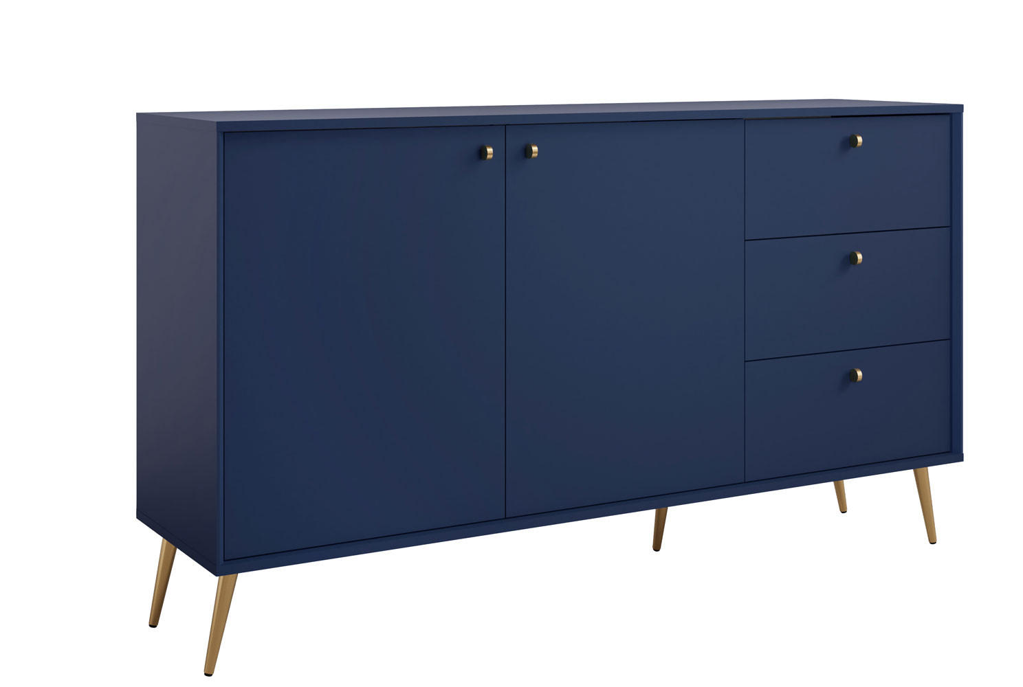 SIDEBOARD Rose marineblau 156 / 40,5 / 89cm - Blau/Goldfarben, Holzwerkstoff/Metall (156/89/41cm) - Feldmann-Wohnen