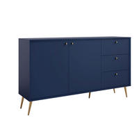 SIDEBOARD Rose marineblau 156 / 40,5 / 89cm - Blau/Goldfarben, Holzwerkstoff/Metall (156/89/41cm) - Feldmann-Wohnen