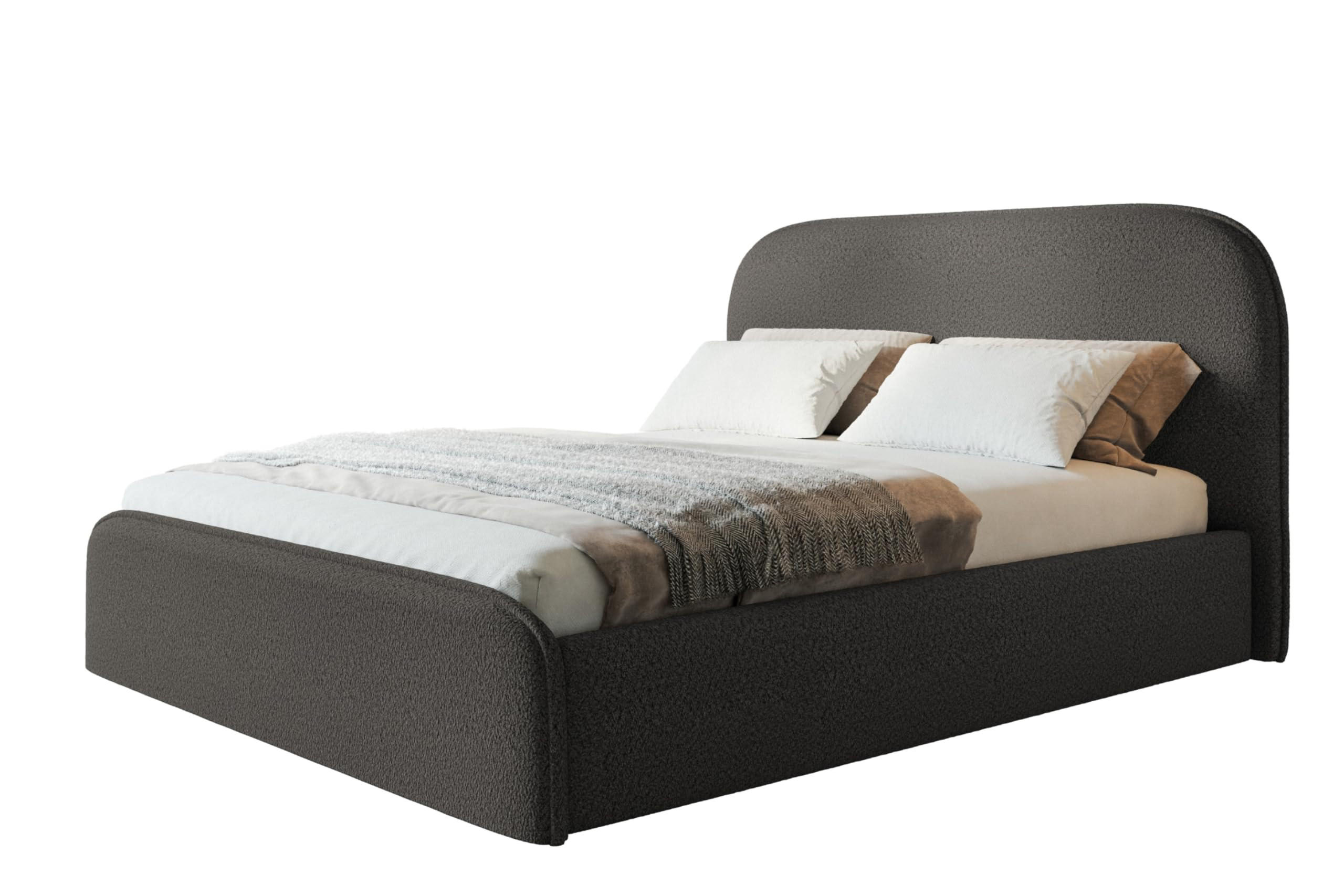BETT 90x200 - Polsterbett mit Bettkasten und Holzrahmen - Modern Betten - Kuscheliger Catch-Me-Stoff - Kollektion Vienna - Grau - Grau, Holz/Textil (90/200cm) - Alpi-Möbel