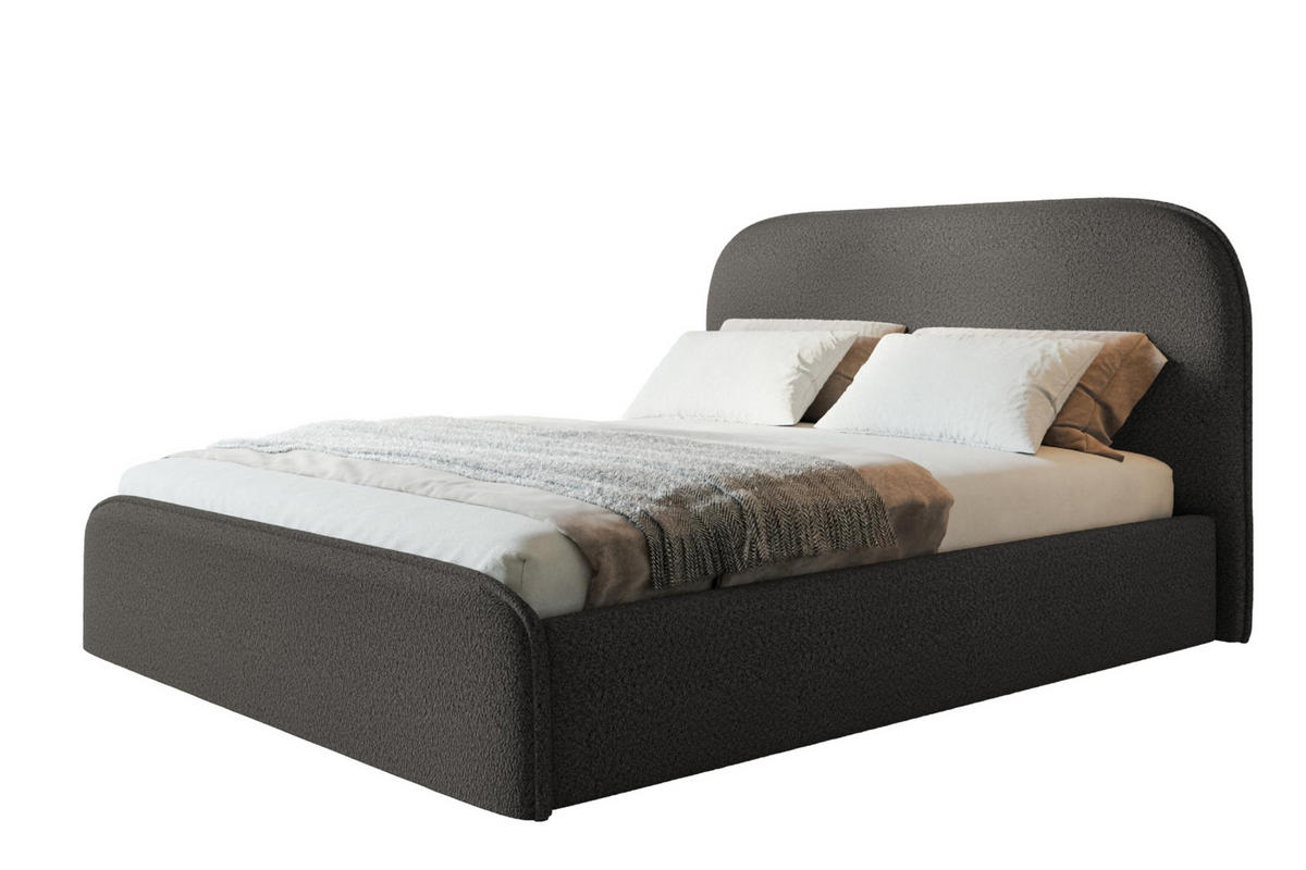 BETT 90x200 - Polsterbett mit Bettkasten und Holzrahmen - Modern Betten - Kuscheliger Catch-Me-Stoff - Kollektion Vienna - Grau - Grau, Holz/Textil (90/200cm) - Alpi-Möbel
