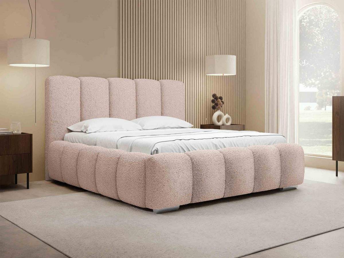 POLSTERBETT Wizko Boucle - Chromfarben/Naturfarben, Holz/Holzwerkstoff (180/200cm) - MIRJAN24