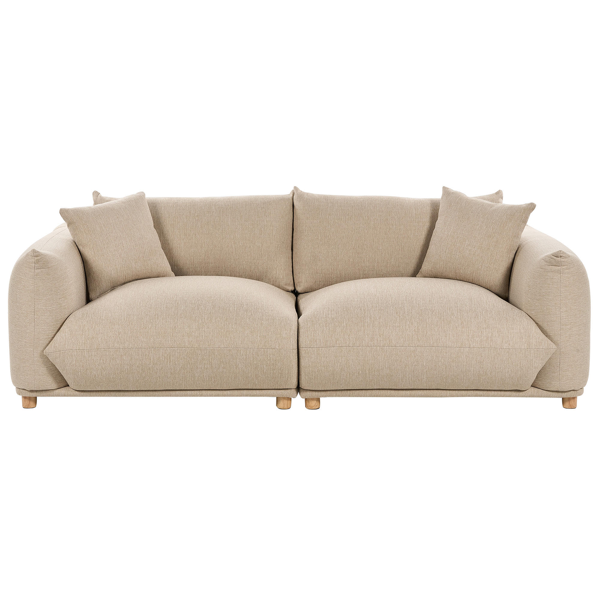 3-SITZER-SOFA hellbeige mit Kissen Luvos - Hellbraun/Beige, Textil (220/75/104cm) - Beliani