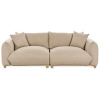 3-SITZER-SOFA hellbeige mit Kissen Luvos - Hellbraun/Beige, Textil (220/75/104cm) - Beliani