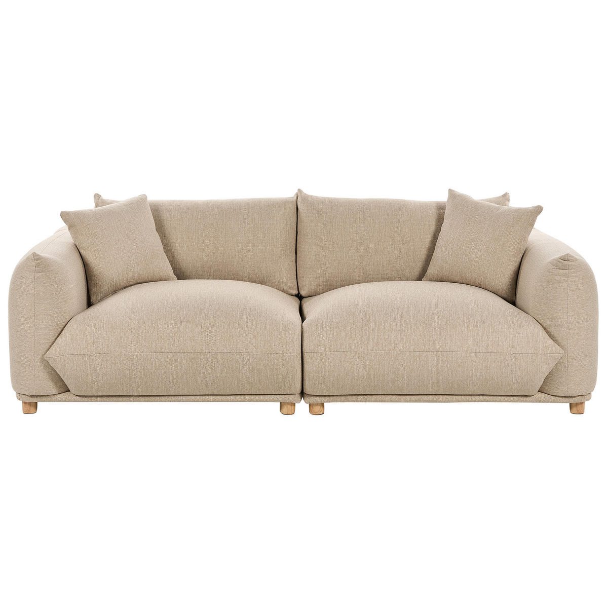 3-SITZER-SOFA hellbeige mit Kissen Luvos - Hellbraun/Beige, Textil (220/75/104cm) - Beliani