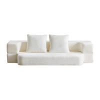 2-SITZER SCHLAFSOFA Stoff Cremeweiß klappbar mit Kissen - Weiß, Textil (190/48/104cm) - WISHDOR