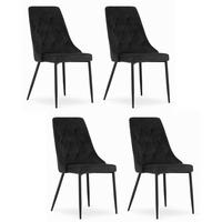 STUHL BRISIGHELLA 4-er Set, Schwarz, mit Samtstoff gepolstert - Schwarz, Textil/Metall (49/94/61cm) - Komodee