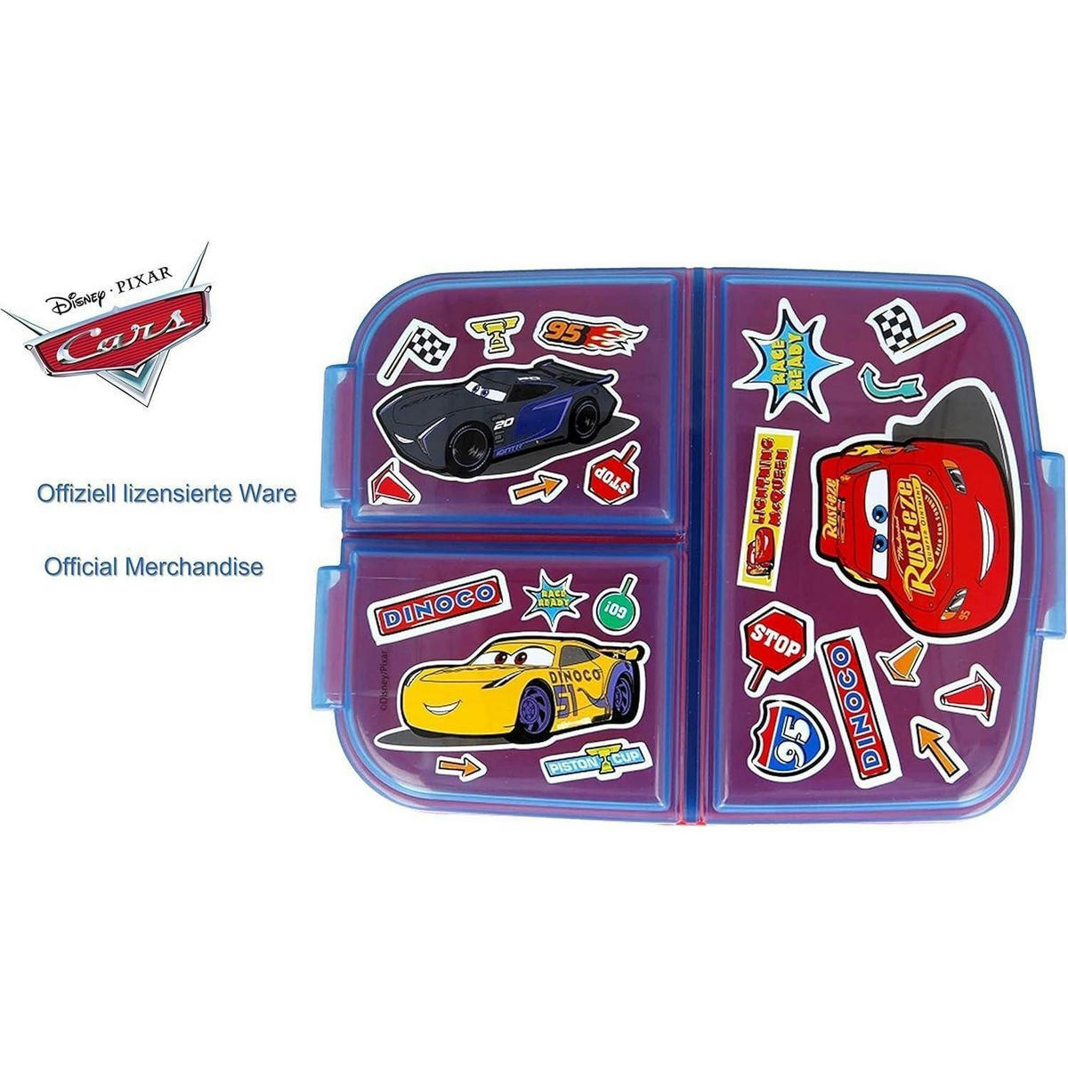 BROTDOSE Kinder mit Fächern Cars 18 cm - Multicolor, Kunststoff (14/6/18cm)