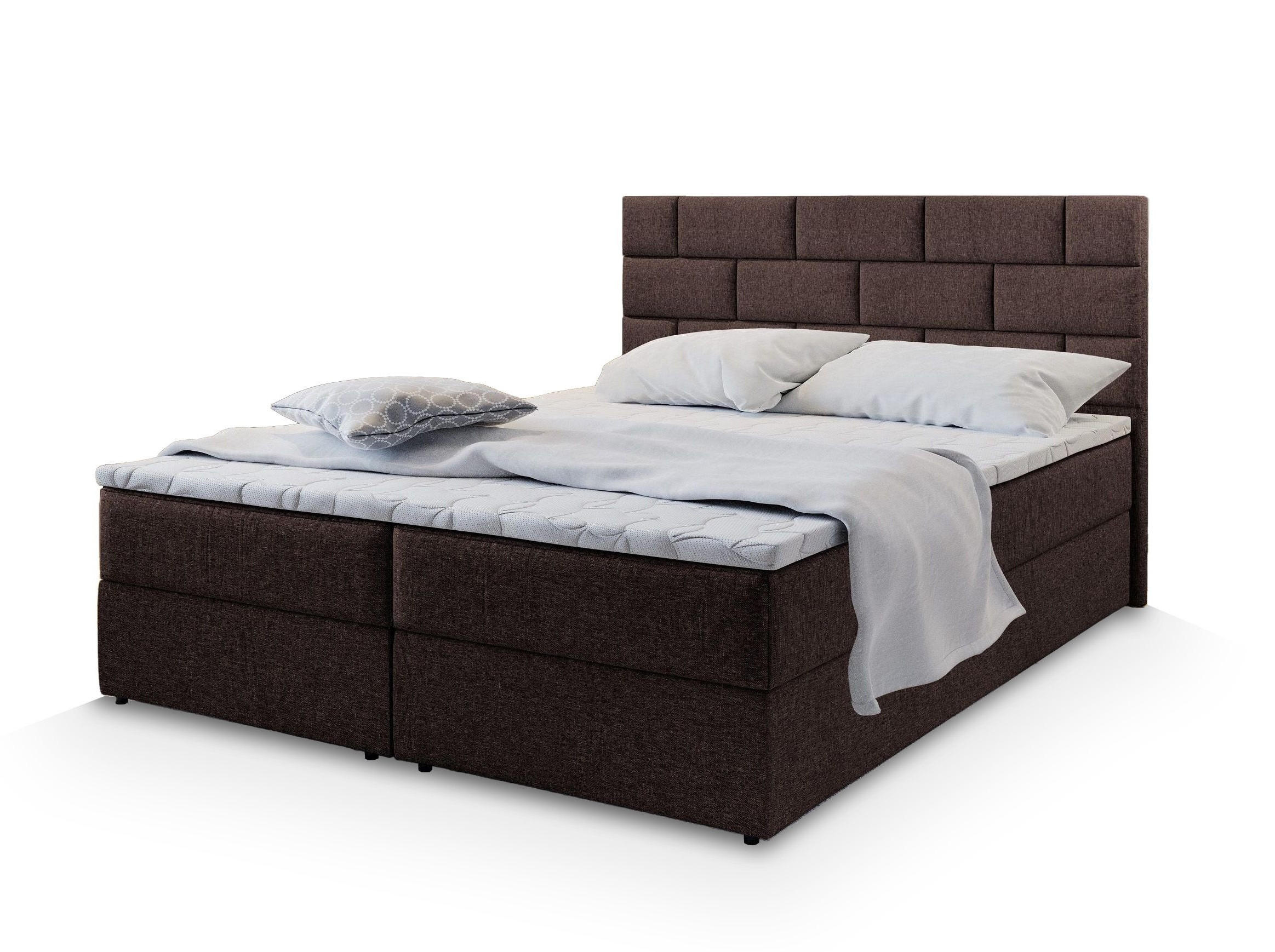 POSTEL BOXSPRING KERLO 180x200 cm, s matrací a úložným prostorem, hnědá - hnědá, kompozitní dřevo/textil (180/200cm) - MASSENO