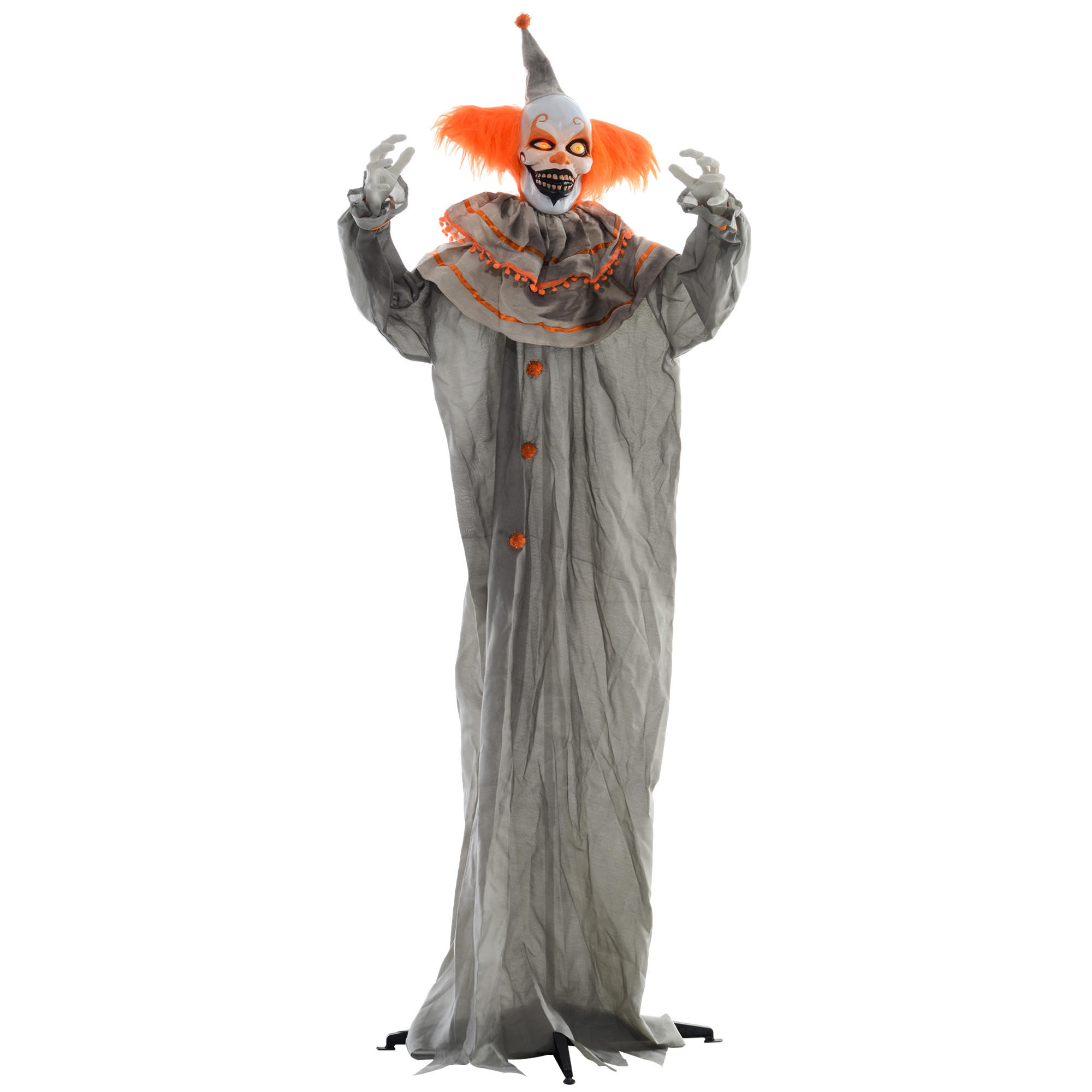 HOMCOM 183 cm halloweenská dekorace Stojící klaun s LED světly, zvuková funkce