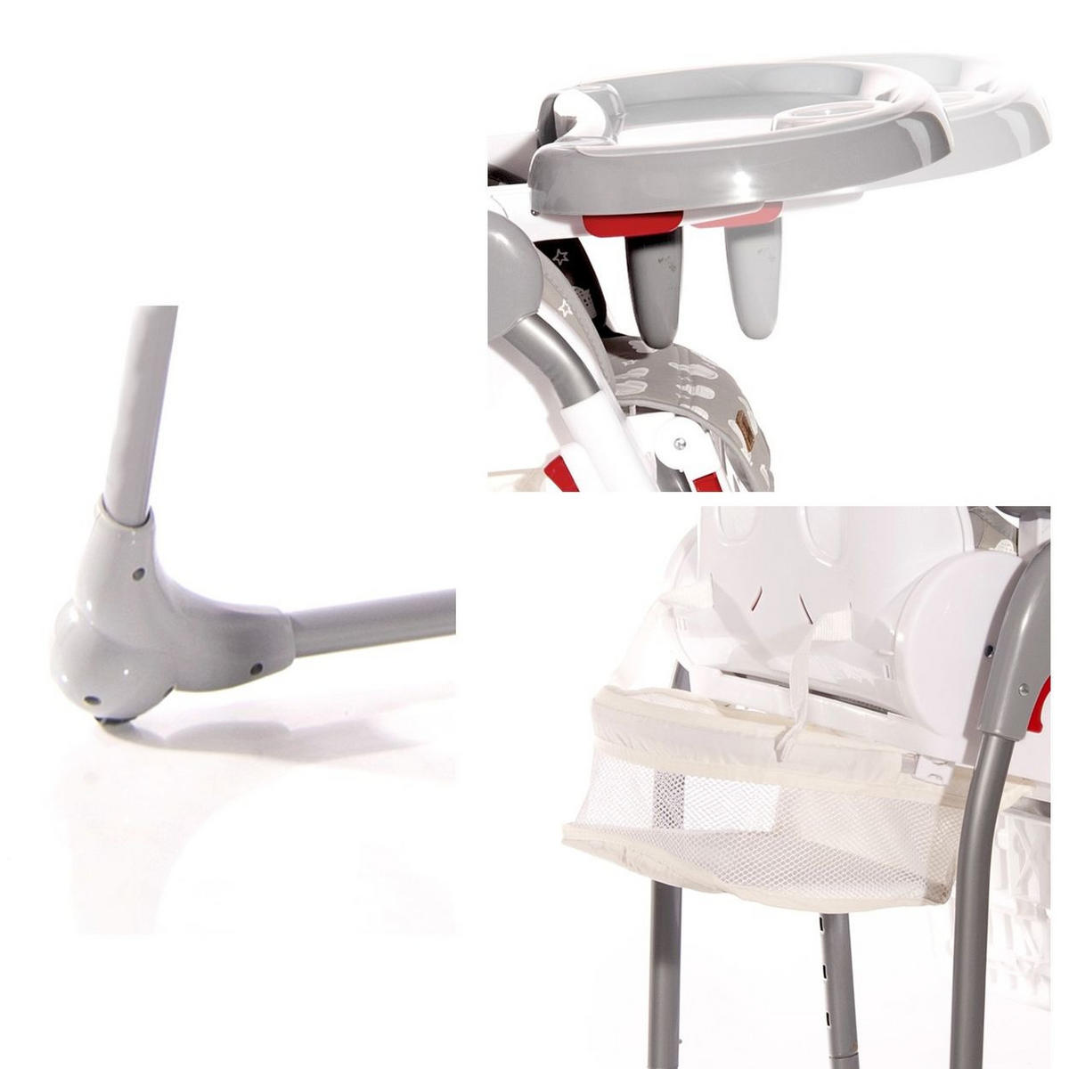 HOCHSTUHL Dulce hellgrau Sitzhöhe verstellbar, faltbar, 5-Punkt-Gurt, Korb - Hellgrau, Kunststoff (52/106/85cm) - Lorelli