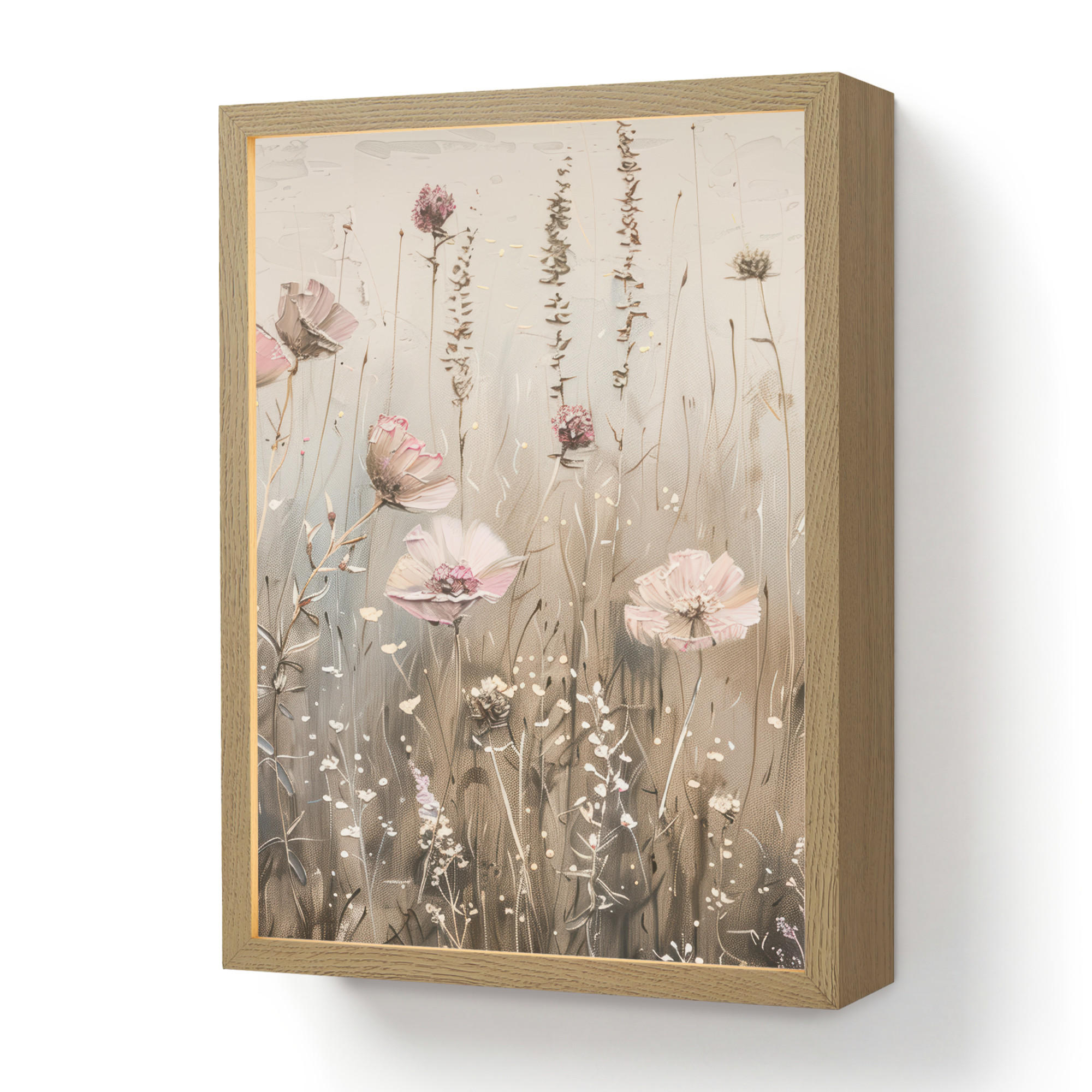 NÁSTĚNNÁ LAMPA S AKUMULÁTOREM Květiny - růžová - moderní - béžová 30x40 cm - starorůžová, kompozitní dřevo (30/40/8cm) - OnlyWow