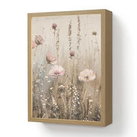 NÁSTĚNNÁ LAMPA S AKUMULÁTOREM Květiny - růžová - moderní - béžová 30x40 cm - starorůžová, kompozitní dřevo (30/40/8cm) - OnlyWow