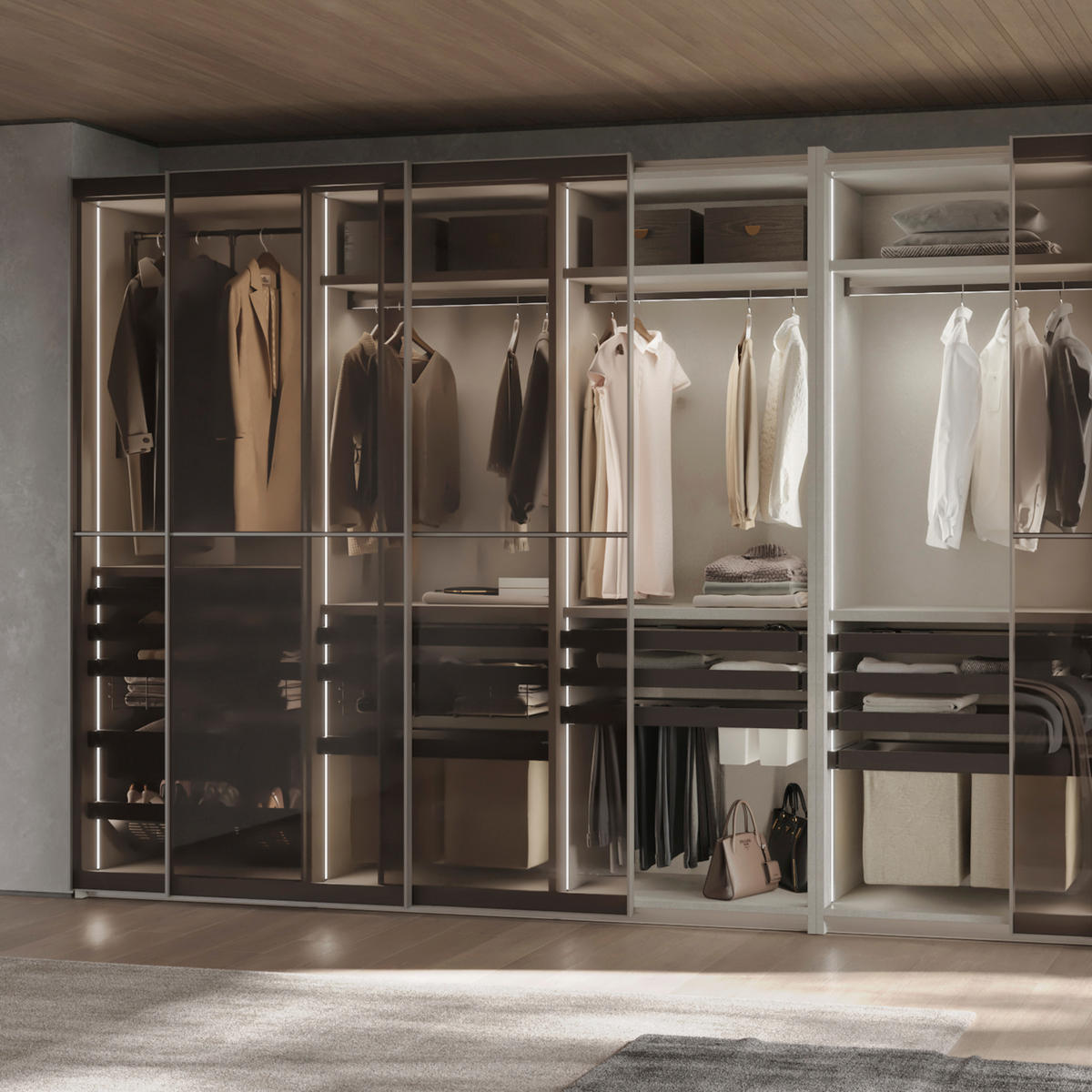 HOSENHALTER Mit 7 Stangen Und Rahmen Für Schrank Quartz, Soft-Close, Vollauszug, 60cm, Titan-Oberfläche - Titanfarben, Metall (45.5/7/58.8cm) - EMUCA