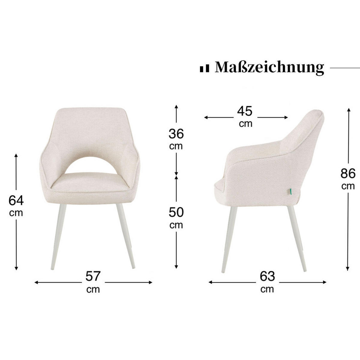 ESSZIMMERSTUHL THOMAS-MOMO 2er-Set 4-Fuss-Gestell - Weiß/Grau, Textil (57/86/63cm) - DUBI Möbel