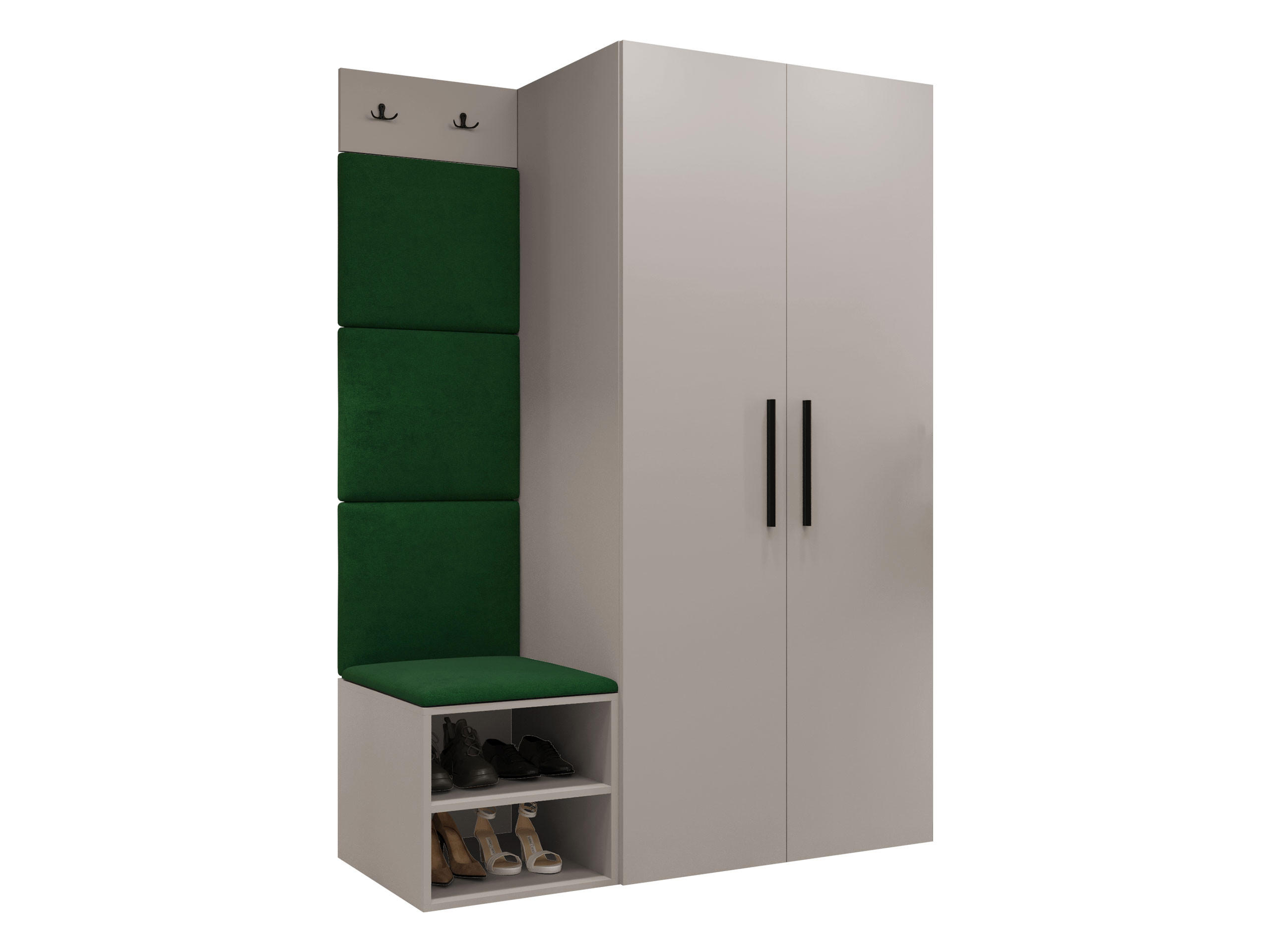 GARDEROBEN-SET Medi IV - Kaschmir/Schwarz, Holzwerkstoff/Kunststoff (80/191/50cm) - MIRJAN24