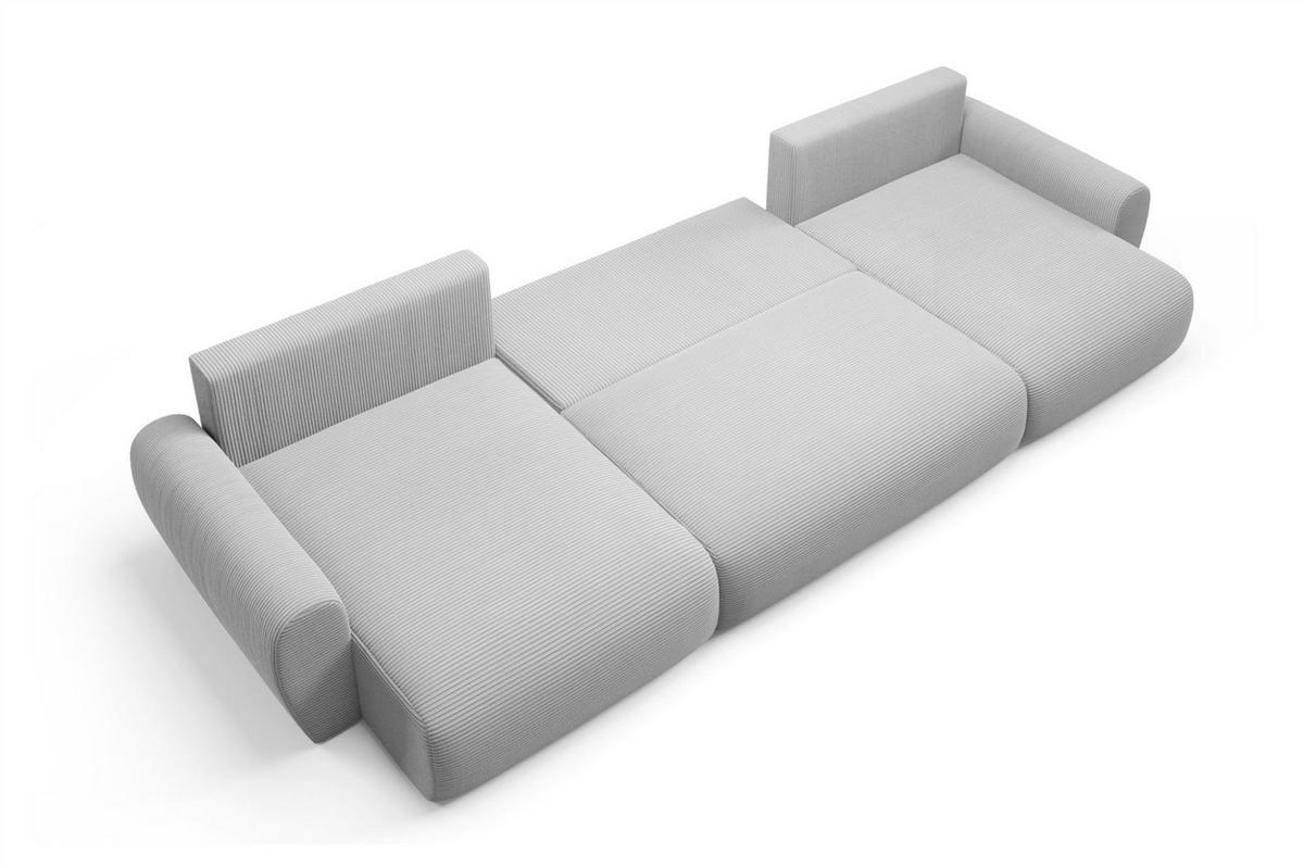 WOHNLANDSCHAFT Galan Mit Schlaffunktion - Weiß, Holzwerkstoff/Textil (397/70/153cm) - Fun Möbel