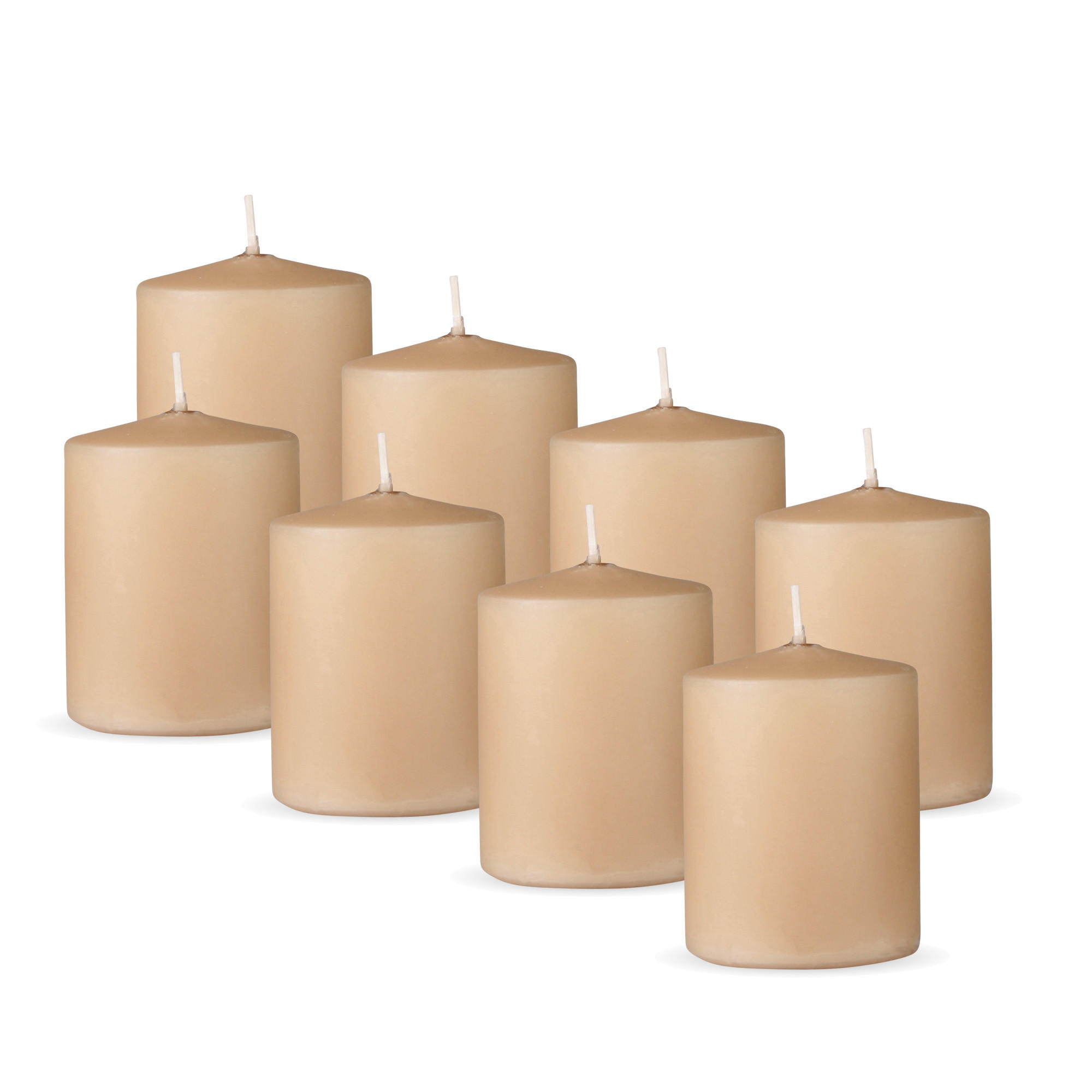STUMPENKERZEN 8er Pack "Beige", Größe Ø7cm x Höhe: 8 cm - Beige, Naturmaterialien (7/8cm) - Bestlivings