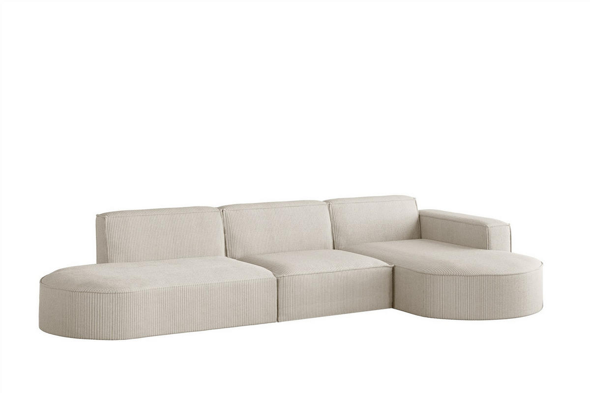 ECKSOFA Palma In Scala - Beige, Holzwerkstoff/Textil (296/165cm) - Fun Möbel