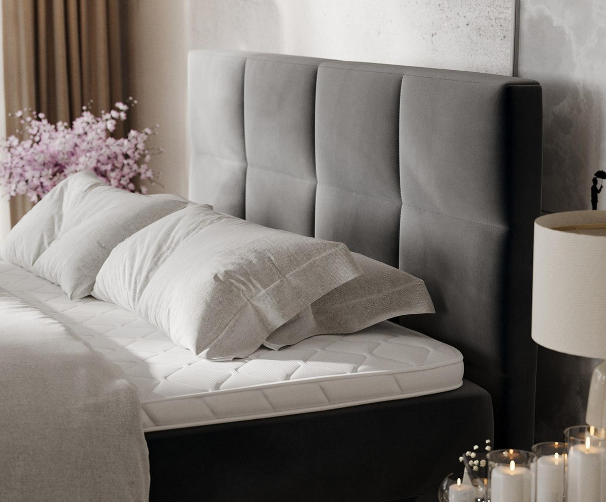 BOXBETT Velto 180/200 cm Anthrazit im Paros Stoff - Anthrazit/Schwarz, Holz/Holzwerkstoff (180/200cm) - AltaBeds