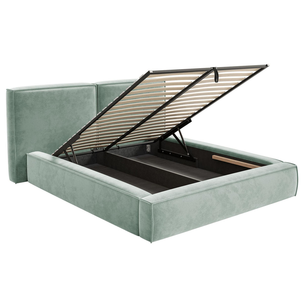 POLSTERBETT Tilves Salbeigrün 160x200 cm - Schwarz/Hellgrün, Kunststoff/Textil (160/200cm) - Selsey