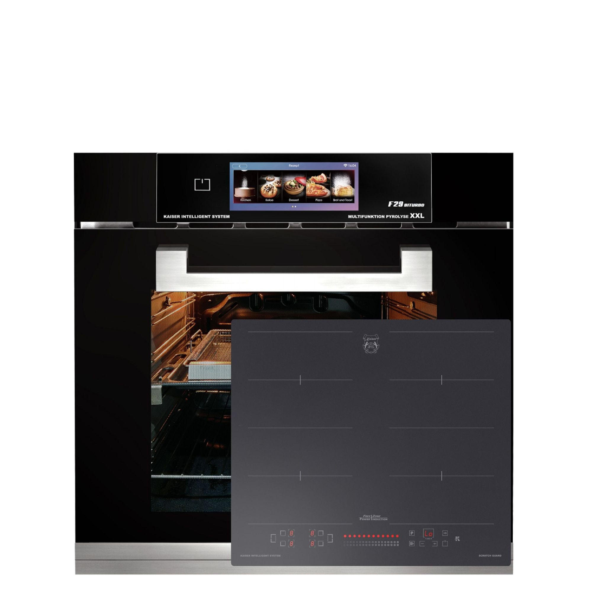 ELEKTRO-BACKOFEN 60 cm EH 6344 N + KCT 6110 Induktions Kochfeld 60 cm - Edelstahlfarben, Metall (59.4/81/46.3cm) - Kaiser Küchengeräte