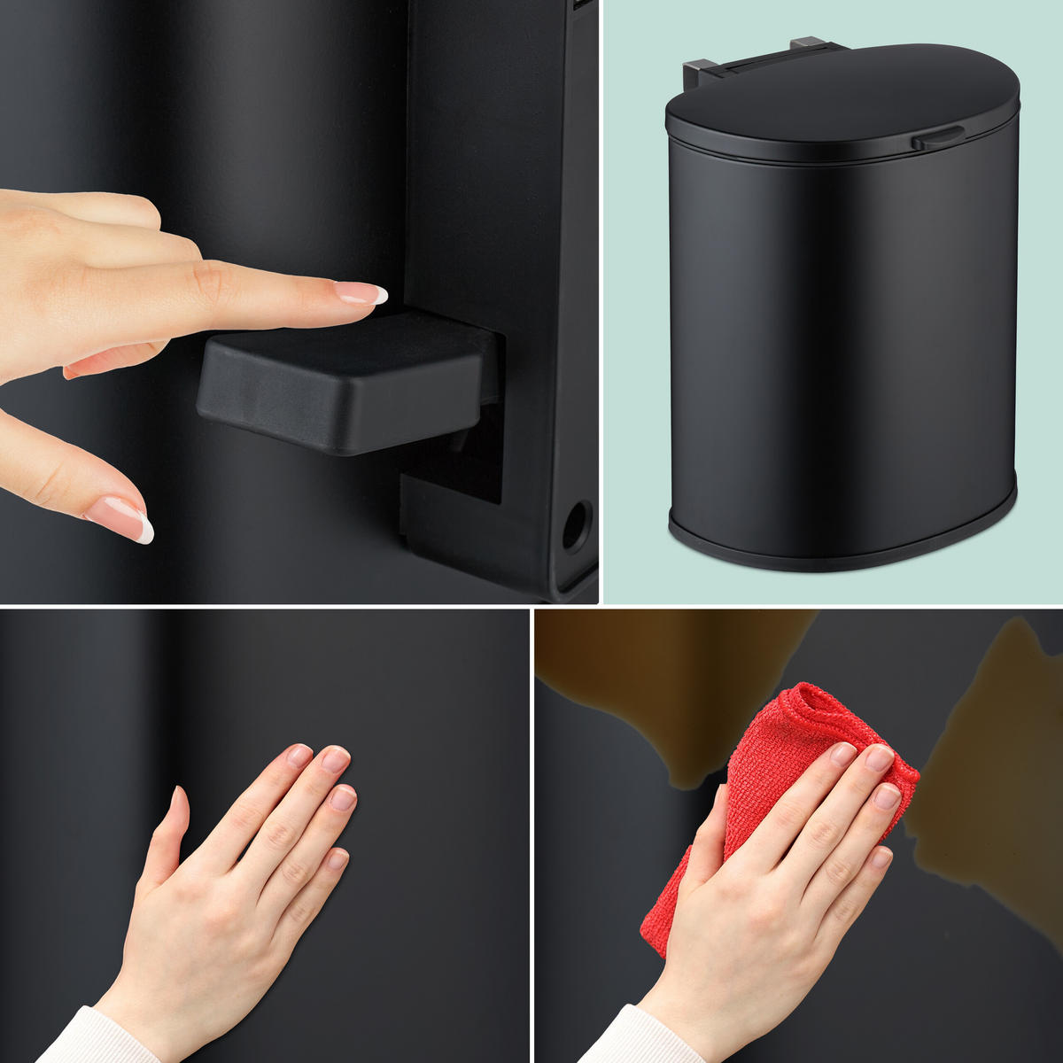 KÜCHENMÜLLEIMER - Schwarz, Kunststoff/Metall (28/32/25cm) - Relaxdays