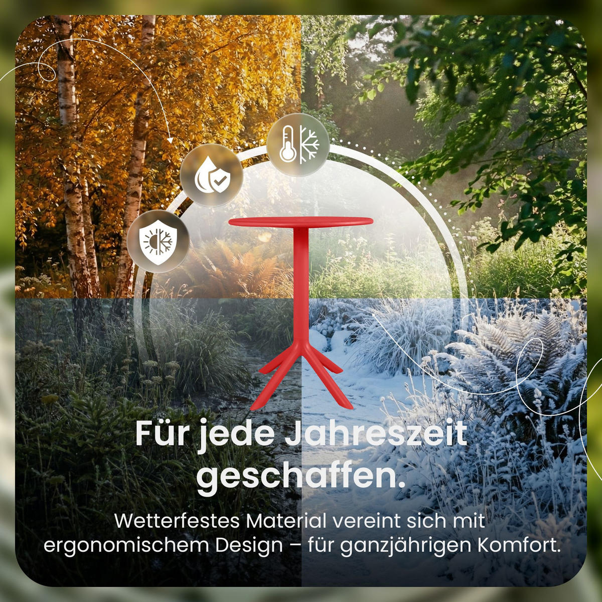 GARTENTISCH rund Ø60 cm Kunststoff Rot - Rot, Kunststoff (60/60/76cm) - CLP